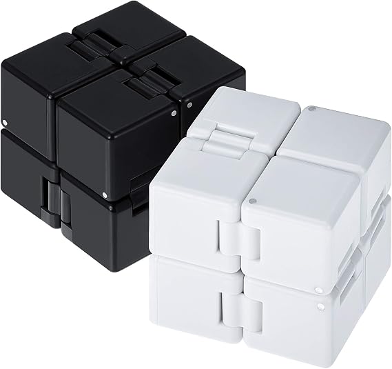 2 Packs Cube Toys Black and White Fidget Blocks Mini Cube Desk Toy Stress