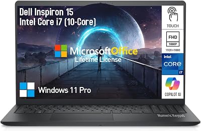 Dell Inspiron 15 3000 Touchscreen Laptop Computer, 15.6 FHD Touch Screen Business Laptop PC, Intel 10-Core i7, 64GB RAM 2TB SSD512GB Docking Set, Windows 11 Pro Lifetime Office, 10-Key Number Pad