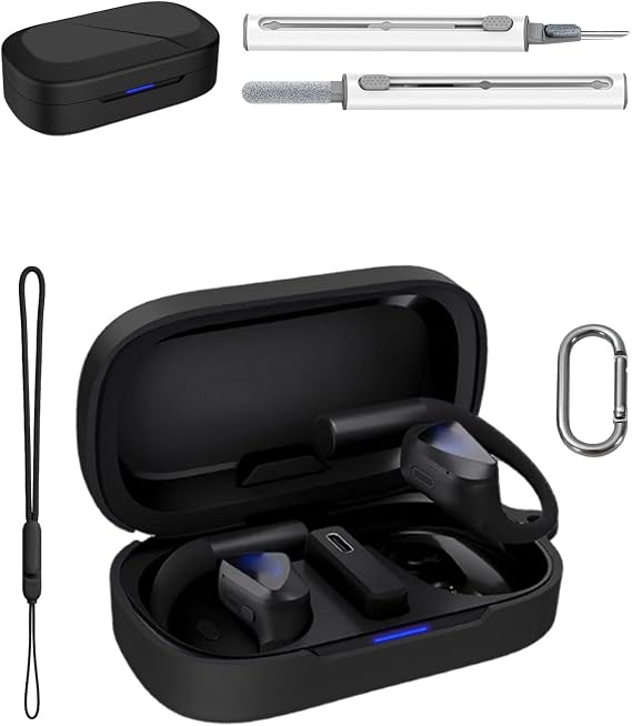 Case for ROG Cetra Open Wireless Silicone Protective Cover, Full-Body Protection with Anti-Shockproof,Scratch Protection, Includes Lanyard & Cleaning Kit (Black)