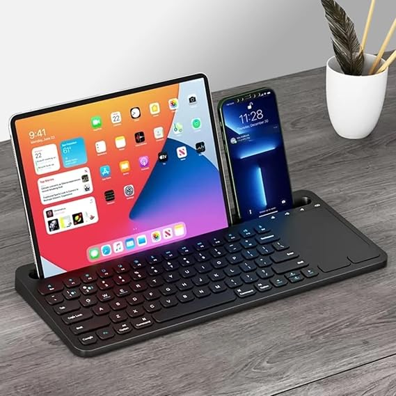 Coverzone Rechargeable Bluetooth TouchPad Keyboard Dual Connection Galaxy Tab S9 FE Compatible Fast and Easy Wireless Connection Use with Tablet and Phone Turkish Q Keyboard ZR731