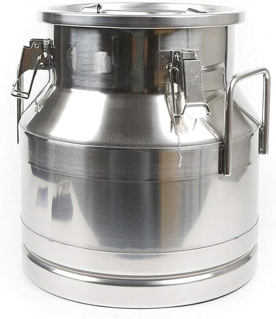 Ethedeal Milk Can - 20L/5.25Gal Stainless Steel Milk Can Canister Dairy Pot Bucket(Silver-20L/5.25Gal)