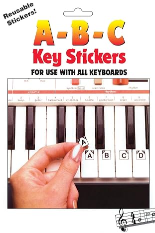 ABC Keyboard Stickers Easy to Apply Learning Tool for Any Piano or Keyboard | Self Adhesive Music Notes Guide for Beginners, Students and Teachers | Ideal for Learning and Practicing