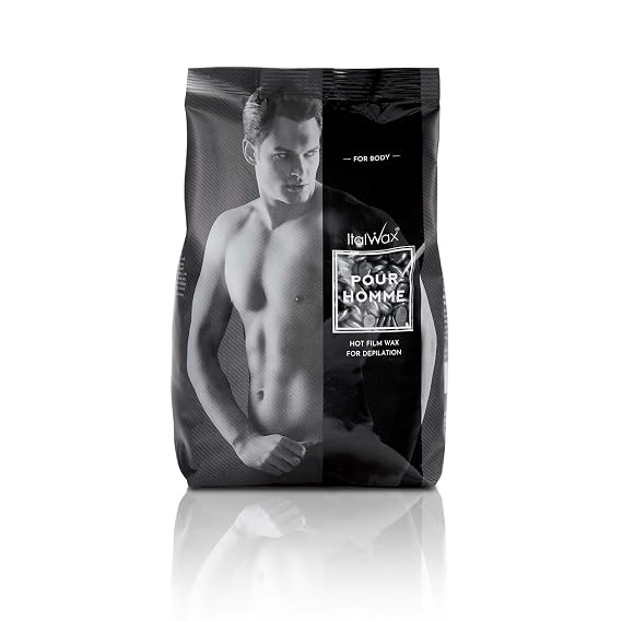 Italwax Pour Homme - 1kg / 2.2lb - Hard wax beads for hair removal - Special for man - Natural formulation - Easily removes coarse hairs - Ideal for barber shops