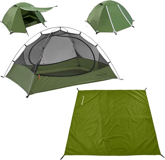 Clostnature Lightweight Backpacking Tent - 7'3'' x 7'8'' x 4'7'' Camping Tent with Matching Waterproof Tent Footprint, 4 Person Waterproof Tent with Camping Tarp for Outdoor, Hiking