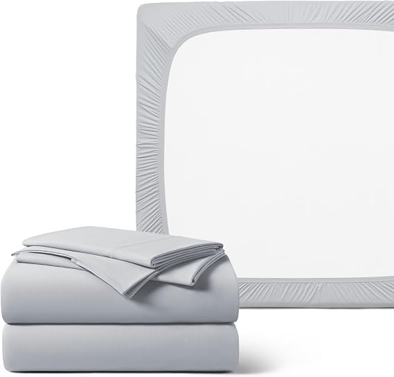 REST Buy 2 GET 30 Percent Off : 3PC Sheet Set Plus Extra Fitted Sheet Bundle at 30% Discount, in Light Gray, Queen Size