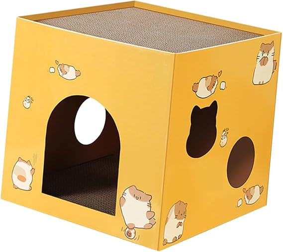 Corrugated Cat Cardboard Box Pet Supplies Available For Cats Offering Safe Space To Scratch And Hideaway Hectic Life Cat Cardboard Scratcher Corrugated Bed