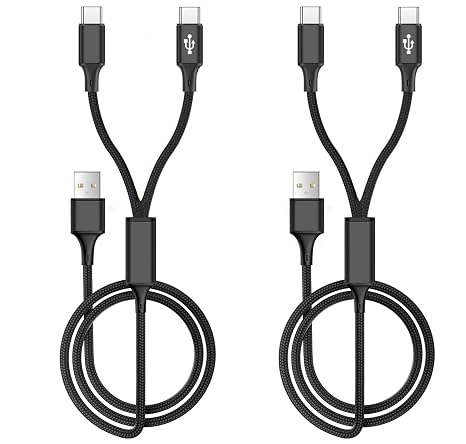 Multi Charge Cable, 6.6FT 2-in-1, Dual USB C Port for Type C Devices