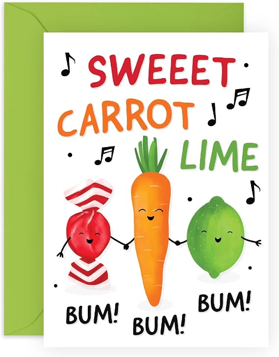 CENTRAL 23 Funny Birthday Cards For Women - Birthday Card for Men - Funny Gifts For Him Her - 'Sweet Carrot Lime' - Happy Birthday Card For Mom Dad -  With Fun Stickers - Recyclable