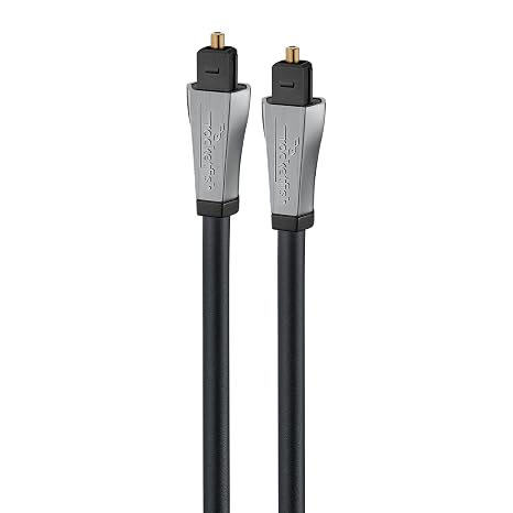 Rocketfish Toslink Optical Audio Cable - Fiber Optic Audio Cable for Home Theater & Sound System - Durable Cable Cord for Quality Audio - Black Optical Cable for TV & Soundbar - 4'
