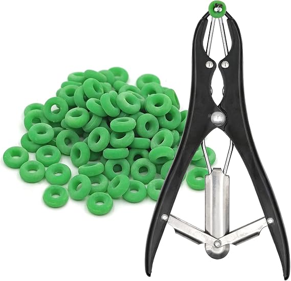 Castration Pliers Clamp Elastator Castration Tape (200 Rubber Rings and 1 Bander) - Multi Tool Pliers Kit, Metal Expansion Tool