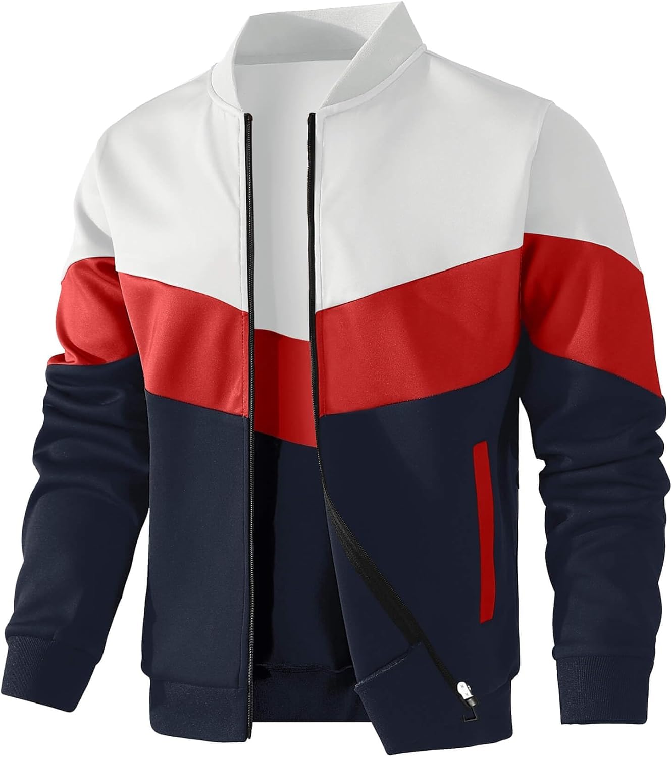 HYPESTFIT Men's Lightweight Bomber Jacket Color Block Varsity Coat Casual Jacket