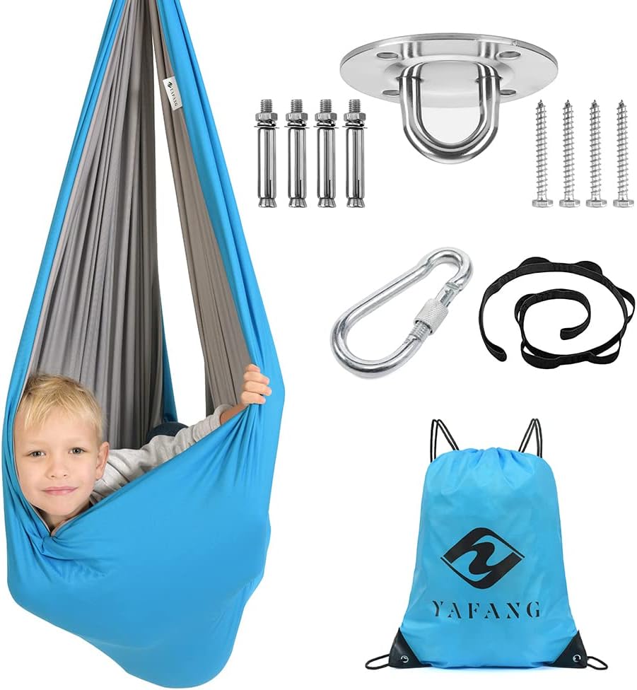 Sensory Swing for Kids - Hanging Kit Included, Double Layer Reversible Outdoor & Indoor Swing for Kids Adults with Autism, ADHD, SPD, Aspergers