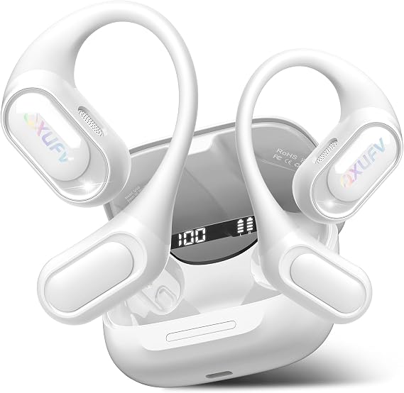 Open Ear Headphones, Bluetooth 5.4 Wireless Earbuds, White