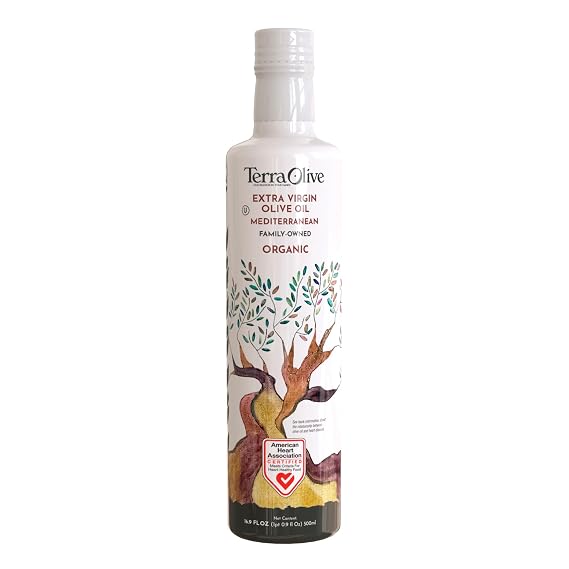 Terra Olive Organic Extra Virgin Olive Oil - Mediterranean Spanish Cold Pressed, Single Origin, Award Winning, 500ml Glass Bottle with Pour Spout