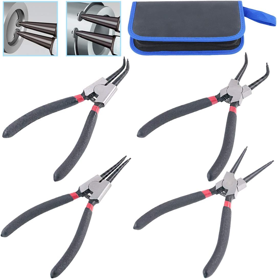Glarks 4 Piece 7-Inch InternalExternal Snap Ring Pliers Set
