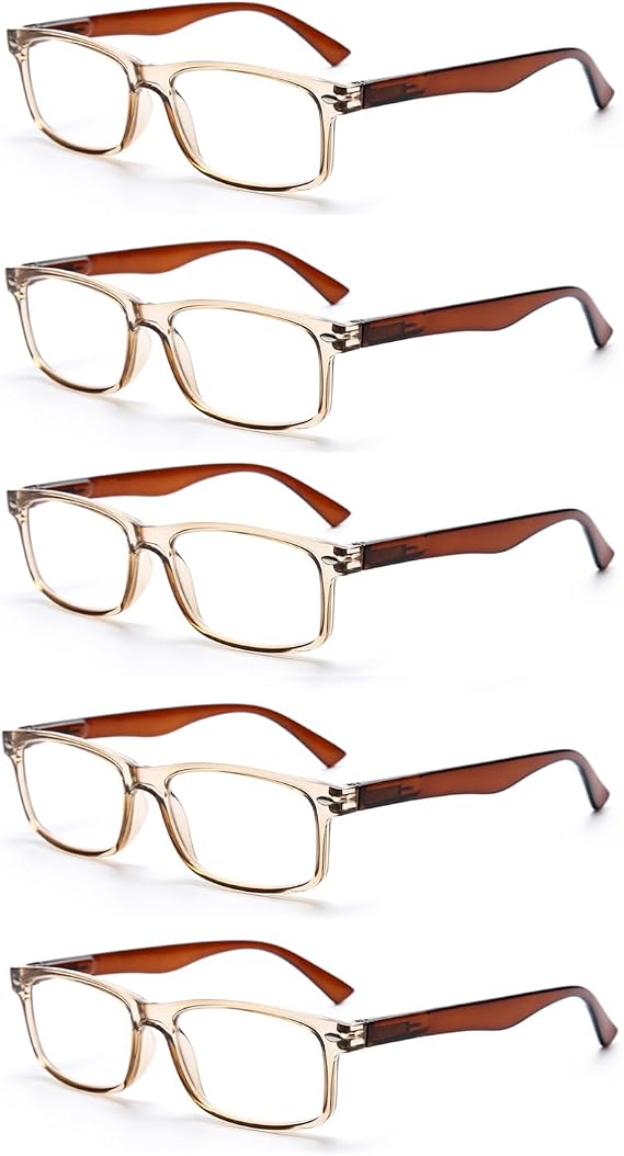 5 Pack Unisex Rectangular Vintage Plastic Frame Reading Glasses for Men and Women