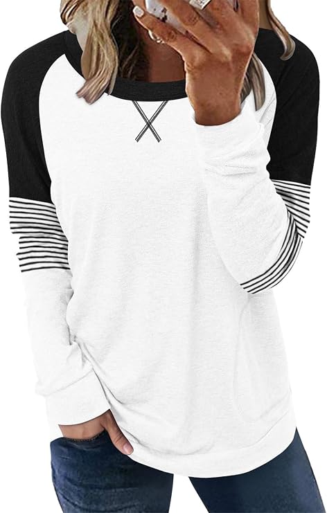 onlypuff Long Sleeve Tunic Top for Women Casual Loose Fitting Fall Fashion Clothing with Pockets