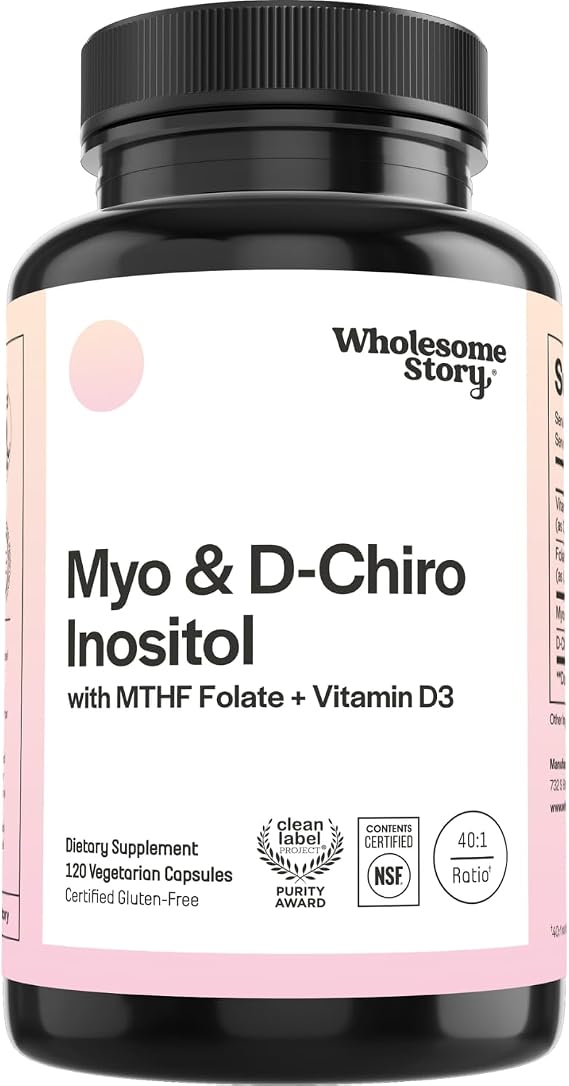 Myo-Inositol & D-Chiro Inositol Capsules with MTHF, Folate, Vitamin D| Support for Ovarian Function, Hormone Balance, Homocysteine Levels | Fertility Supplements for Women | 40:1 Ratio