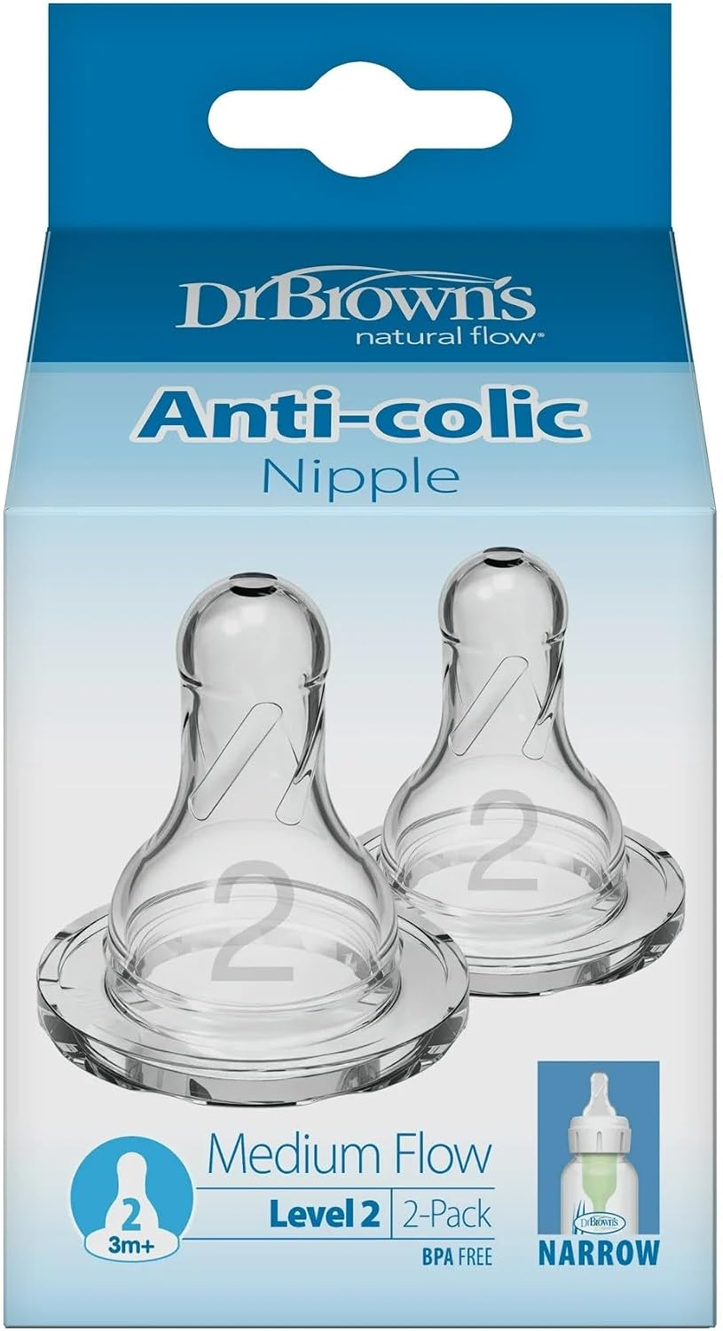 Dr. Brown's 2. Seviye Dar Ağız Silikon Biberon Emziği, İkili Paket