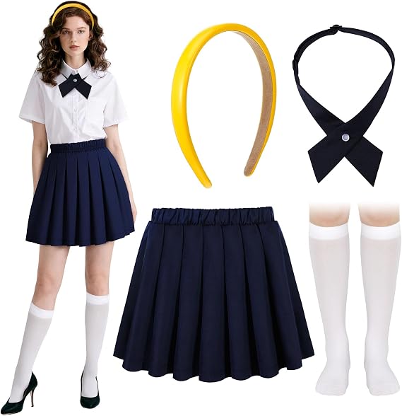 Mepase 4 Pcs Halloween School Girls Costume Set for Women