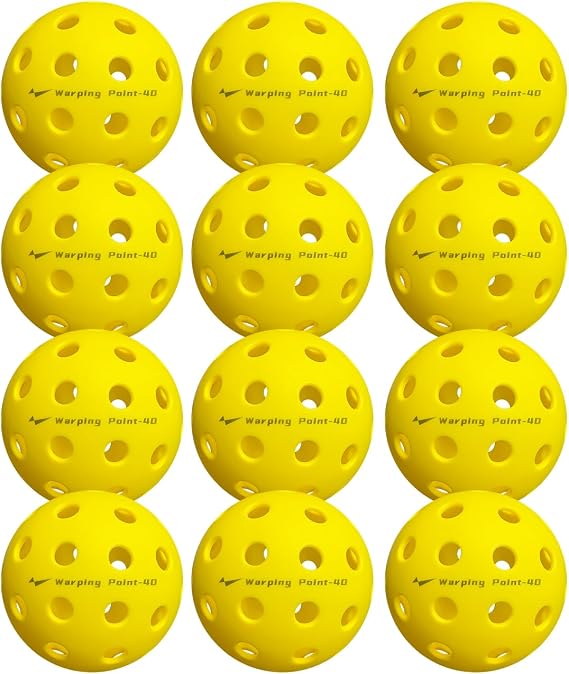 Warping Point Pickleball Balls | 26 Holes, 40 Holes | 4 Pack, 12 Pack | Meet USAPA Specifications | High Bounce Durable Practice Pickle Ball for Beginner & Intermediates | Orange, Blue, Yellow, Green
