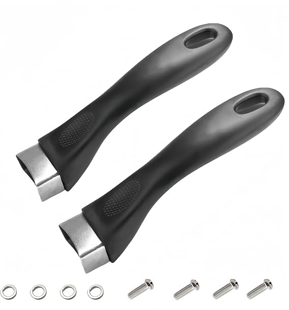 2Pcs Bakelite Pot Handle Black Scald-Proof Long Handle Grip Replacement, with Screw