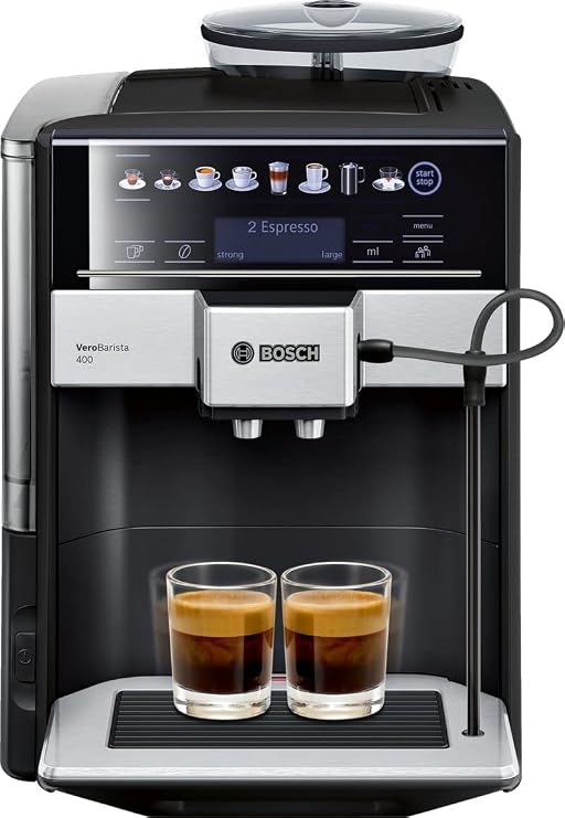 Bosch Tam Otomatik Kahve Makinesi, Metalik Siyah, Çıkarılabilir Su Tankı, AromaDouble Shot