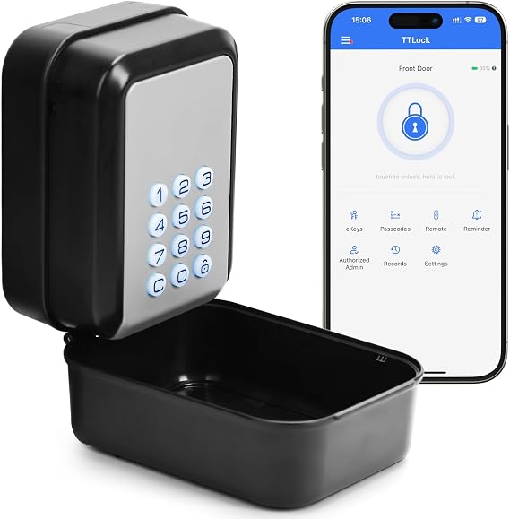 Smart Key Lock Box Electronic Bluetooth Lock Box with APP Control & PIN Code Types,Share eKey Wall Mounted Lock Box for Airbnb Realtor House Office