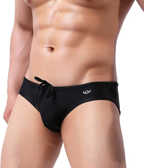 Men's Fashion Low-Rise Swimming Briefs Pure Color Bikini Swimwear 1156