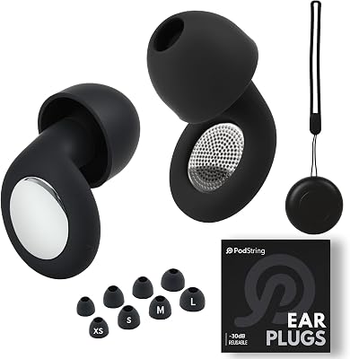 Ear Plugs for Sleeping Noise Cancelling, Ear Plugs for Noise Reduction with 8 Eartips, Reusable Earplugs for Concerts Snoring Side Sleepers, Silicone Earplug Hearing Protection 30db Black