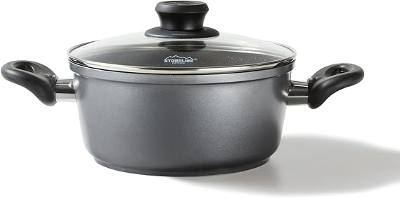 STONELINE Cooking Pot With Glass Lid, 24 cm, Gray