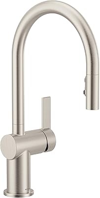 Moen Cia Spot Resist Stainless Modern Pulldown Kitchen Faucet with Power Boost, Includes Optional Chrome Accents, 7622SRS