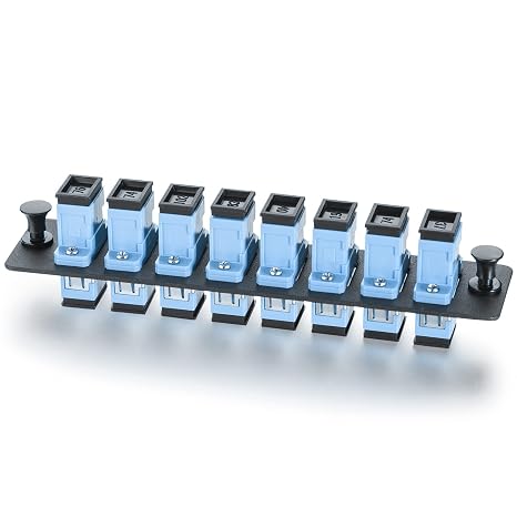 10Gtek Fiber Optic Patch Panel with 8 SC UPC Simplex Connectors Fiber Optic Adapter, SMF, LGX Compatible
