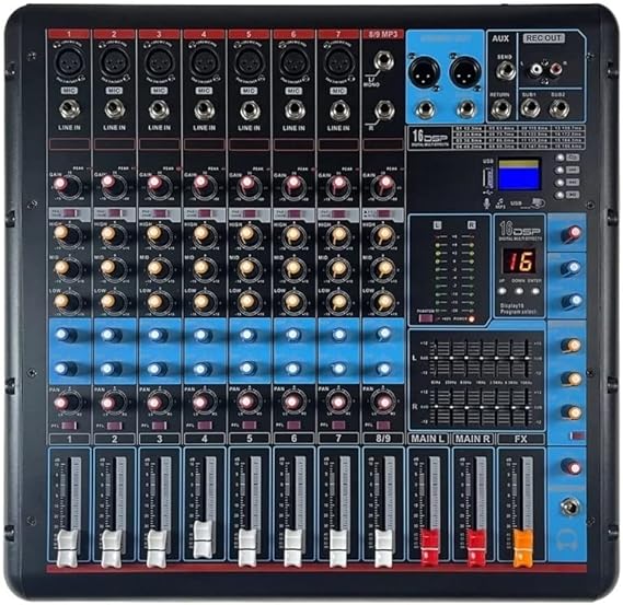 Audio Mixer, Professional 8-channel Mixing Console With 600W*2 Power Amplifier Mixer Suitable For Stage Party Recording Studio Audio Quality