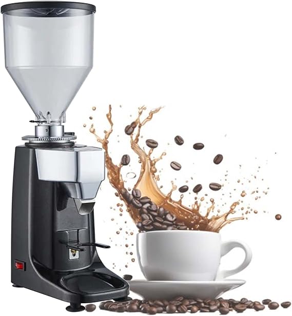 Automatic Mill Coffee Bean Grinder, Office Electric Espresso Maker Latte Machine, 250W Desktop Stainless Steel Flat Burrs Grinding Machine, 1.5L Large Bean Hopper,Black