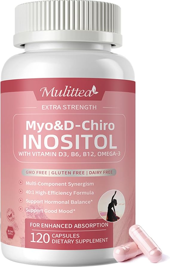 Myo-Inositol & D-Chiro Inositol Supplement with Folic Acid for Women | 14-in-1 Liposomal Inositol with Omega-3 & Multivitamin for Hormone Balance, Support Ovarian, Skin & Mood, 120 Vegan Capsules