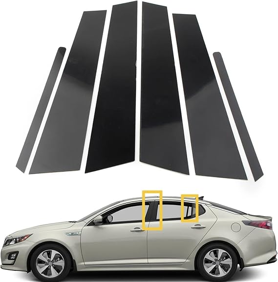6Pcs Car Door Window Trim Pillar Posts Gloss Black Decorative Cover Compatible For KIA Optima 2011 2012 2013 2014 2015