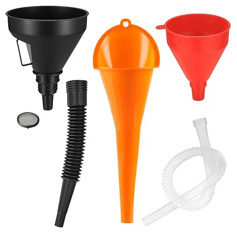 3 Pack Flexible Plastic Funnel Set, Universal Funnel for Car