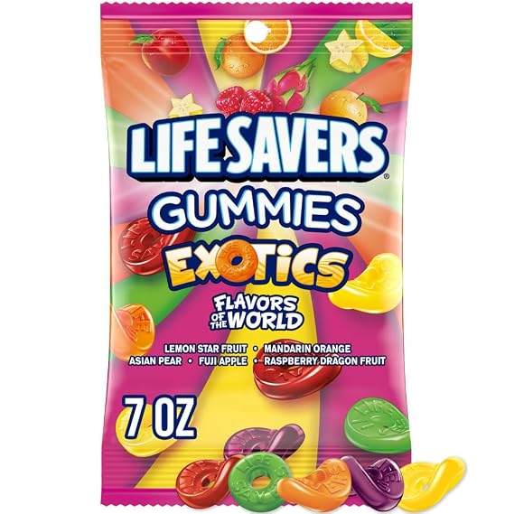 LIFE SAVERS Exotics Gummy Candy Bag, Exotic Fruit Flavored Candy, 7 oz
