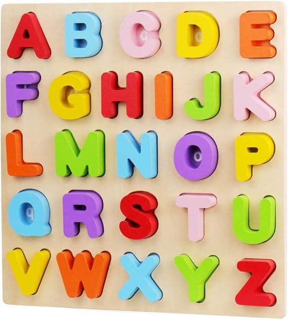 Alphabet Puzzle, WOOD CITY ABC Letter Puzzles for Toddlers1 2 3 Years Old, Educational Learning Toys for Toddlers, Alphabet Toys with Puzzle Board & Letter Blocks, Best Gifts for Girls and Boys...