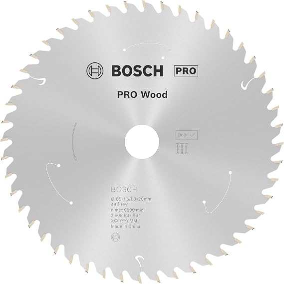 Bosch Professional Accessories 1 x Circular Saw Blade Standard For Wood (Wooden, Saw Blade 165 x 20 x 1.5 mm, 48 Teeth, Accessories Cordless Circular Saw)