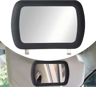1 PC Car Visor Makeup Mirror, 6.57 x 4.33 PP Frame Snap-on Clip-on Versatile HD Glass Visor Makeup Mirror, Auto Decorative Modification Accessories, Suitable for Most Car Types Black