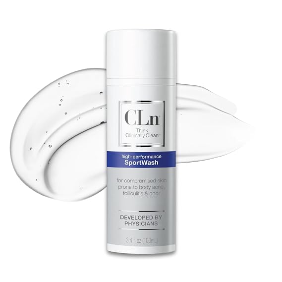 CLn SportWash High-Performance Sport Body Wash, For Men & Women Prone to Body Odor, Foot Odor, Ringworm, Folliculitis, Back Acne, Fragrance-Free & Paraben-Free, 3.4 fl. oz.