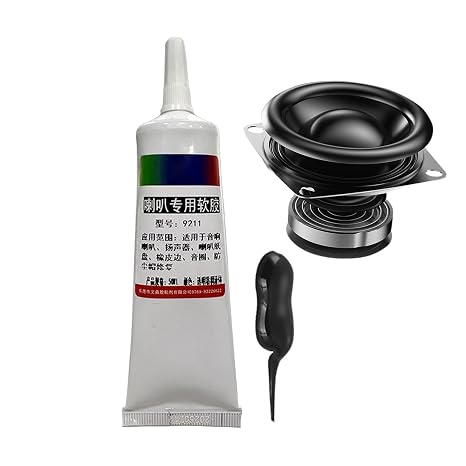 Strong Multifunction Adhesive, High Power Speaker Repair Glue, 5x1.4 Inches Resin with Fast Bonding, Flexible Black Rubber Sealant, Audio Component