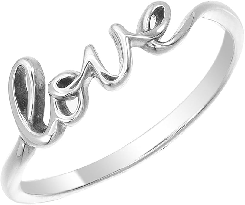 Boma Jewelry Sterling Silver Love Script Ring