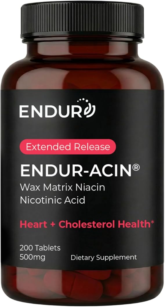 ENDUR-ACIN Extended Release Niacin 500mg, Nicotinic Acid, 200 Tablets