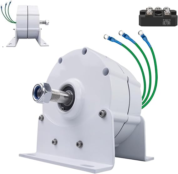 12000w Low RPM Permanent Magnet Generator,Gearless 3 Phase AC Permanent Magnet Generator,Good HeatDissipation,with Rectifier,Use for Water Wind Turbine with Base 12V