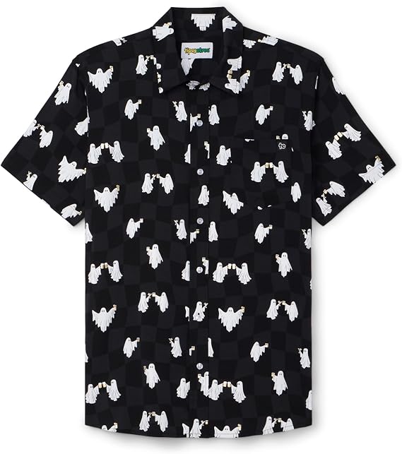 Tipsy Elves Halloween Button Down Shirts for Men - Spooky Party Wear with Comfort Blend