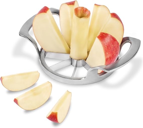 Premium Apple Slicer with Frosted Handle,8-Blades Sharp Stainless Steel Fruit Cutter- Zinc Alloy Case - Effortlessly Slice and Core Apples - Kitchen Essential