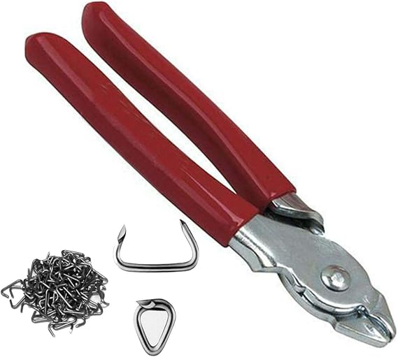 Straight Hog Ring Pliers 100 Rings 3/4 Kit for Automotive Upholstery Supplies Tools